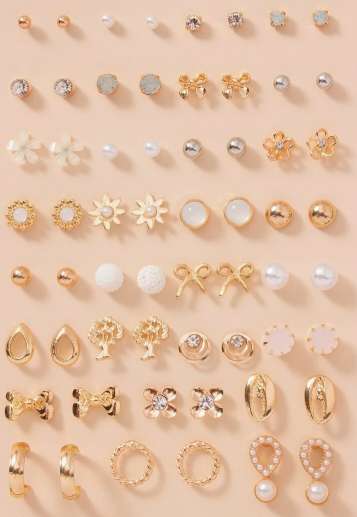 Set 30 pares aritos stud variados