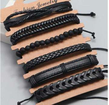 Pulseras de cuero negro (hombre)