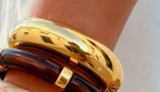 Pulsera dorada lisa (dije marrón)